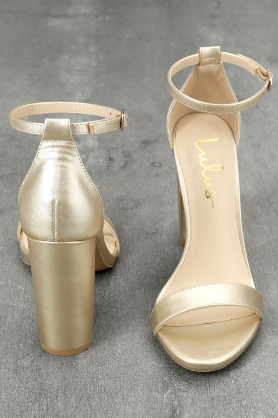 ankle strap gold heels
