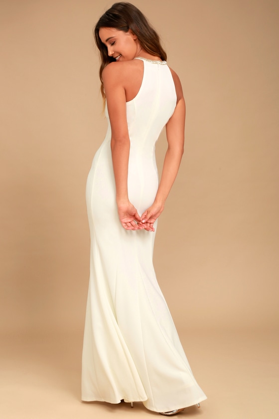 Lovely White Dress - Beaded Dress - Maxi Dress