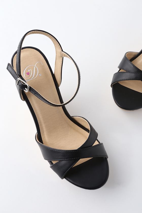 Cute Black Sandals - Wedge Sandals - Cork Sandals