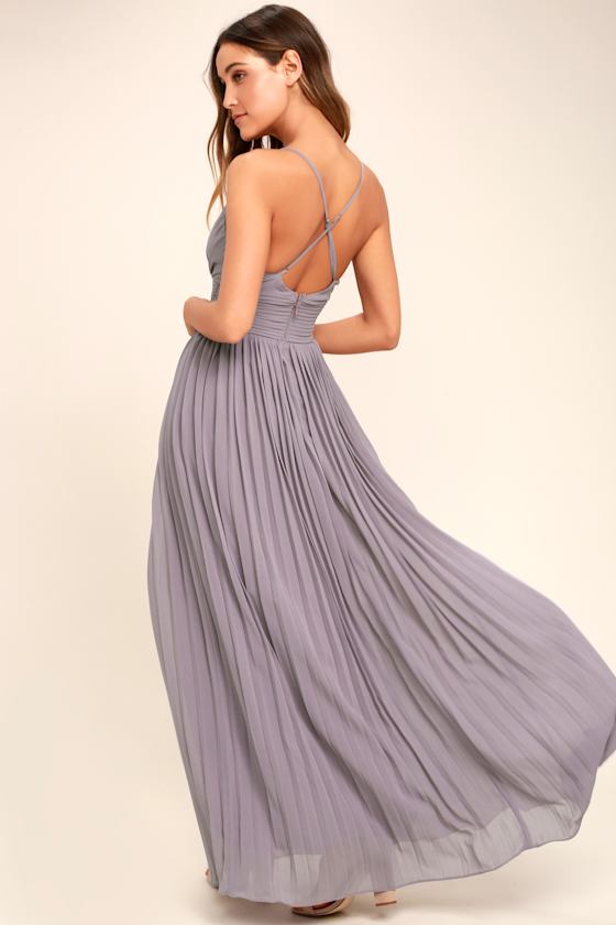 Light Purple Dress Pleated Maxi Dress Dusty Purple Gown