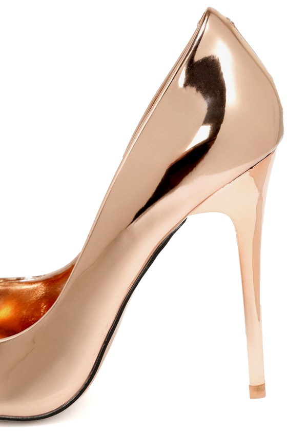 pumps rose gold metallic