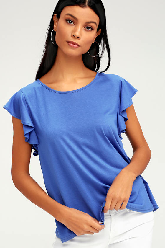Cute Blue Top TieBack Top Tie Open Back Top