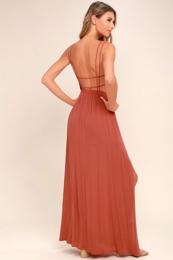 Rusty Rose Dress - Strappy Dress - Maxi Dress