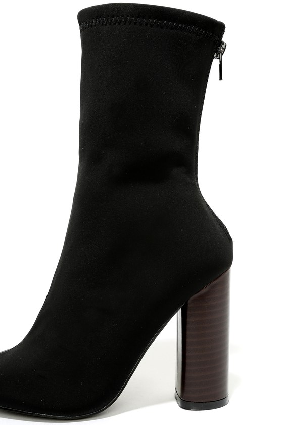 mid calf black heel boots