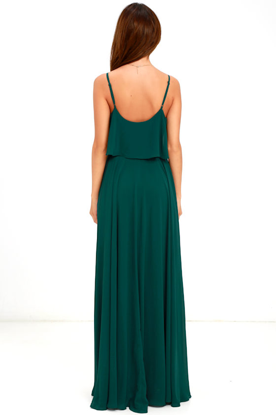 SUMMER MILK FOREST GREEN WOVEN MAXI DRESS