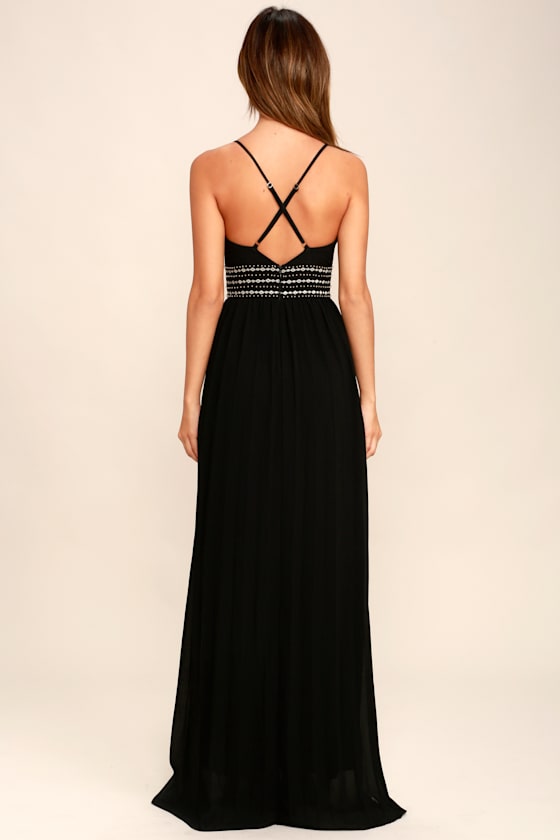 4512006 Black Embroidered Dress