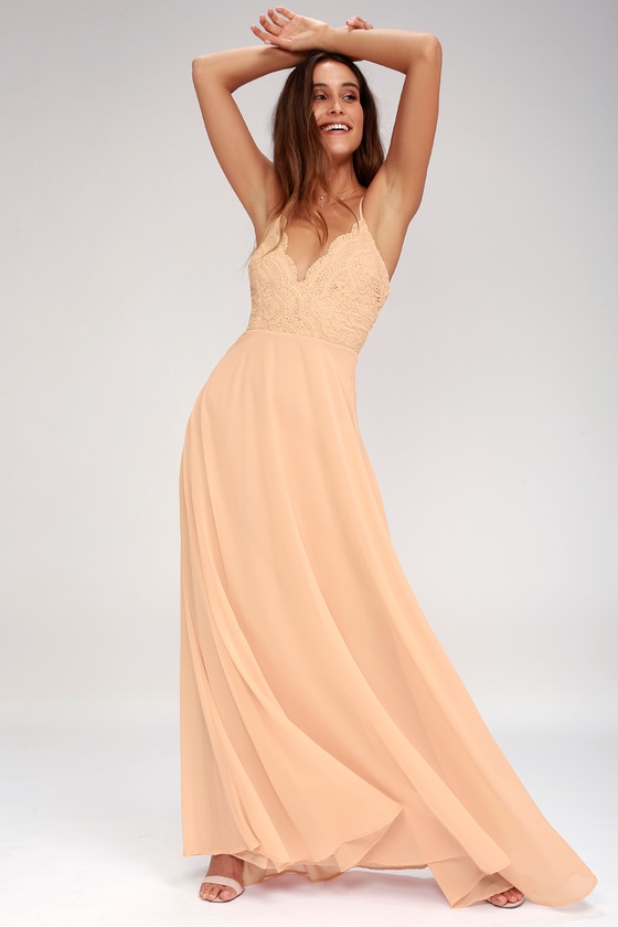 Pretty Blush Maxi Dress - Lace Maxi Dress - Bridesmaid Dress