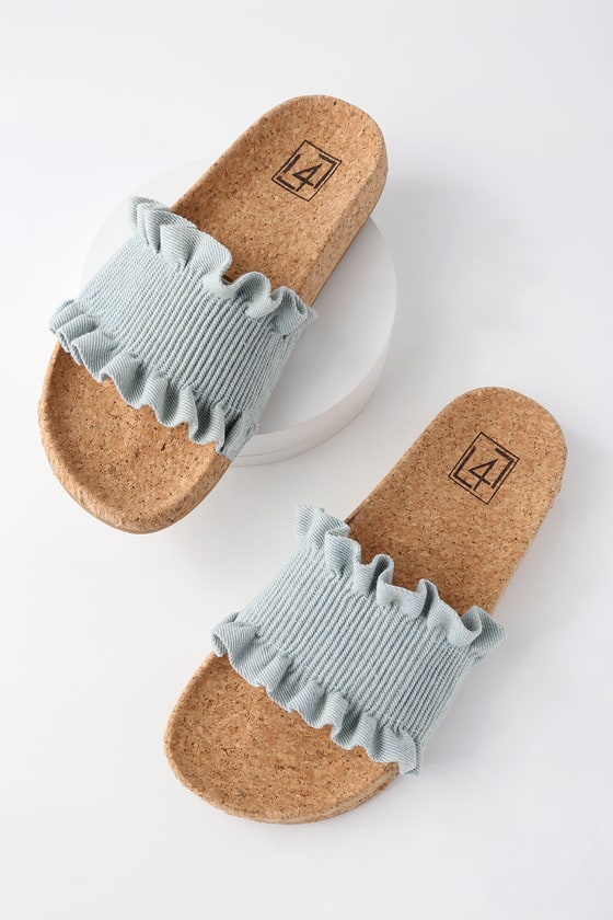 womens denim slides
