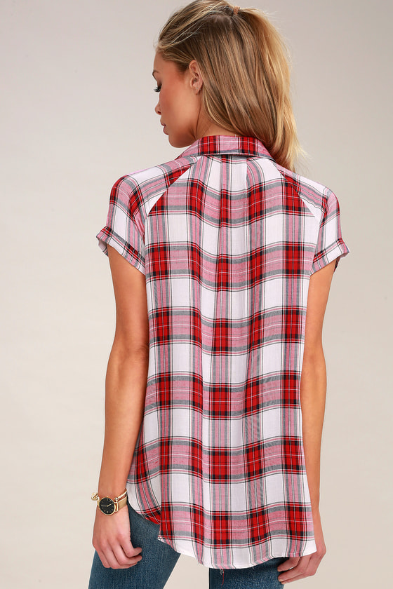 red plaid button up red plaid button up