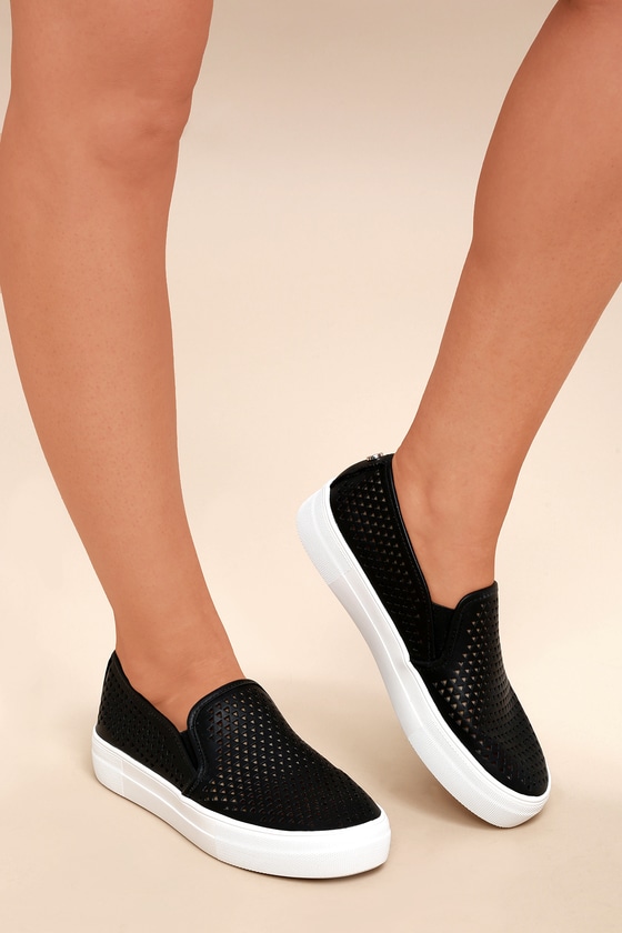 womens black high top slip on sneakers