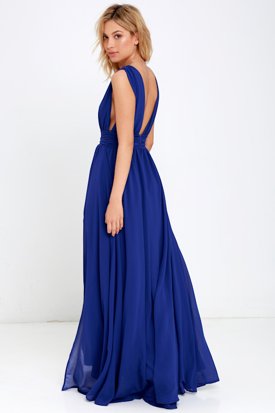 Royal Blue Gown Maxi Dress Dress 84.00