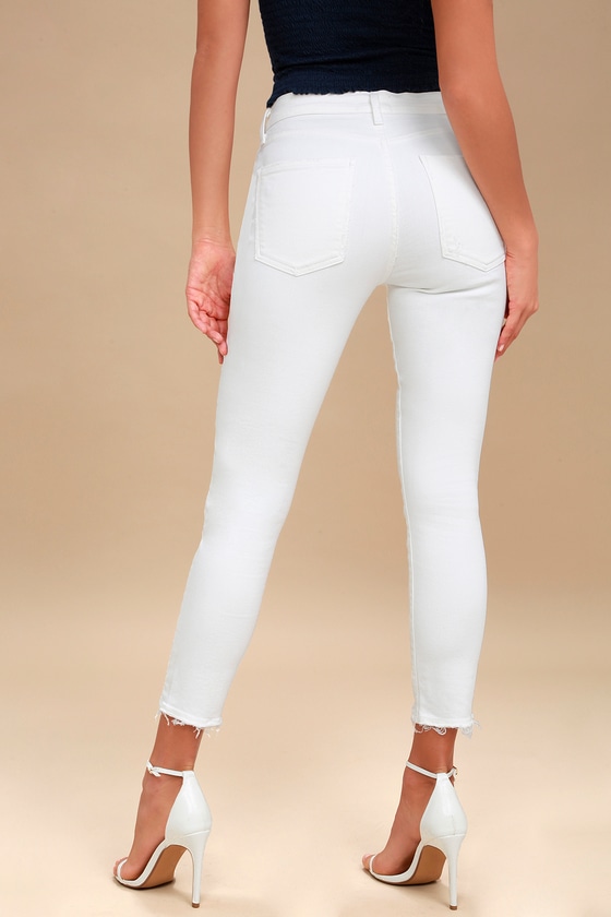 AGOLDE Sophie - White Skinny Jeans - High Rise Cropped Jeans