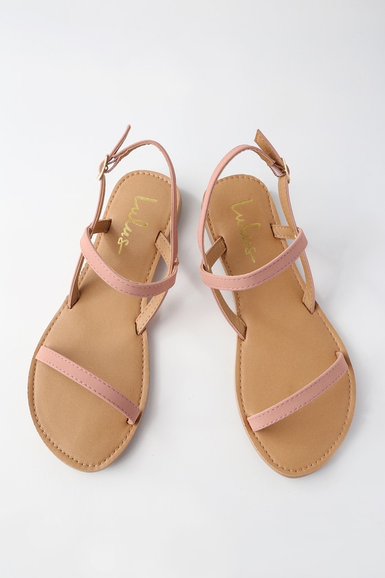 Cute Flat Sandals - Mauve Sandals - Vegan Sandals