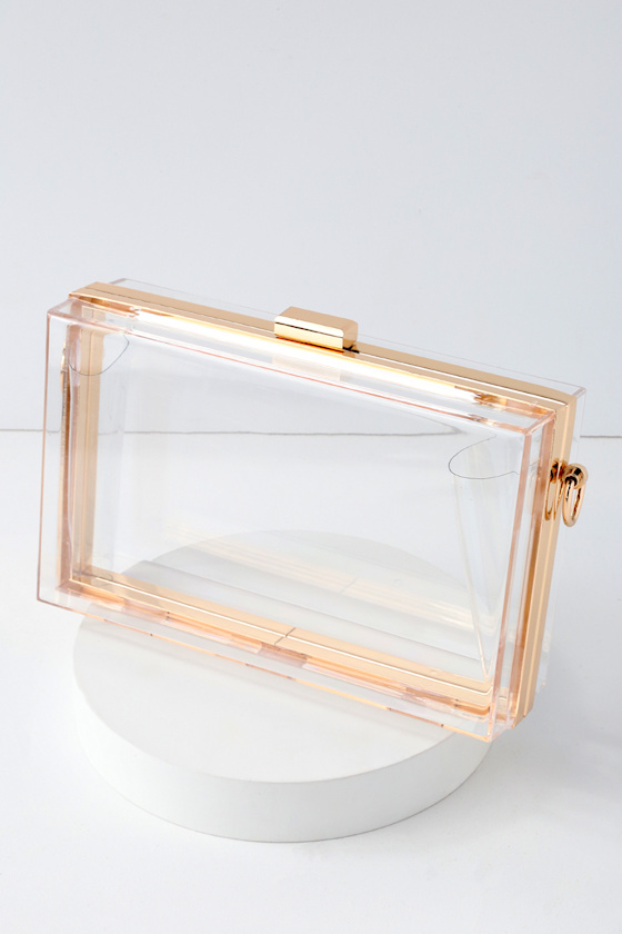 Trendy Clear Clutch Box Clutch Gold Clutch