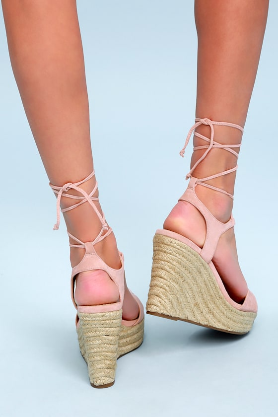 Splendid Fianna Blush Suede Leather Espadrilles Wedges
