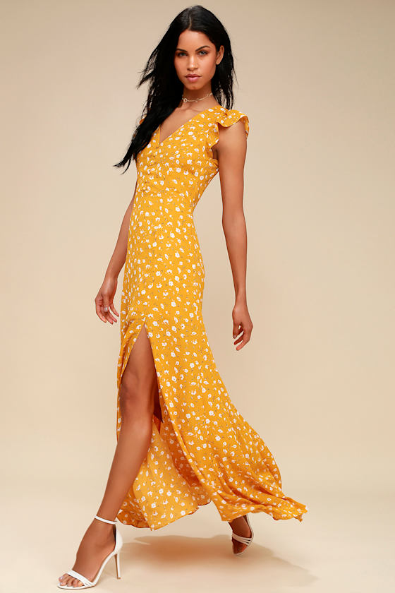 dreamy romance mustard yellow backless maxi dress