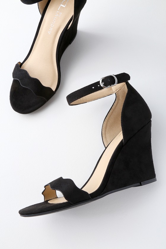 low black wedges with ankle strap