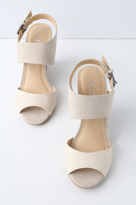 bone colored wedge sandals