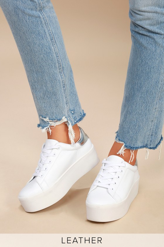 steve madden platform white sneakers