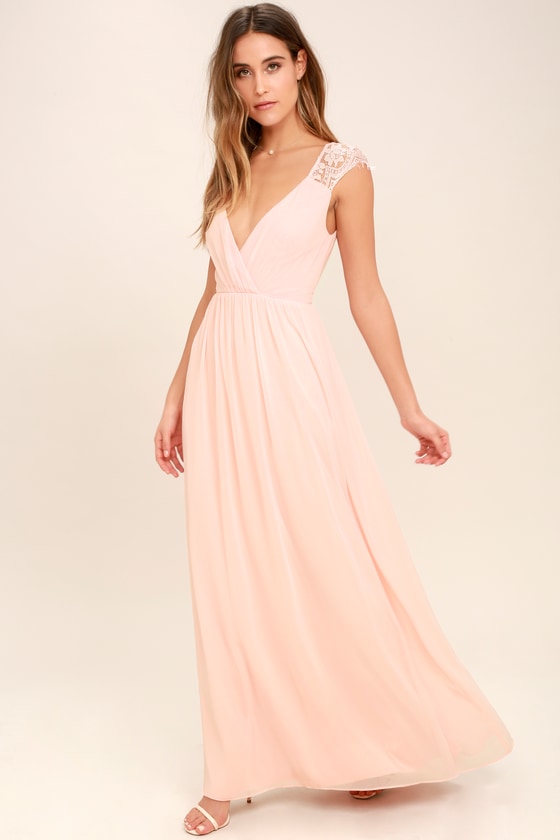 Lovely Blush Pink Dress - Maxi Dress - Lace Dress - Gown - $109.00