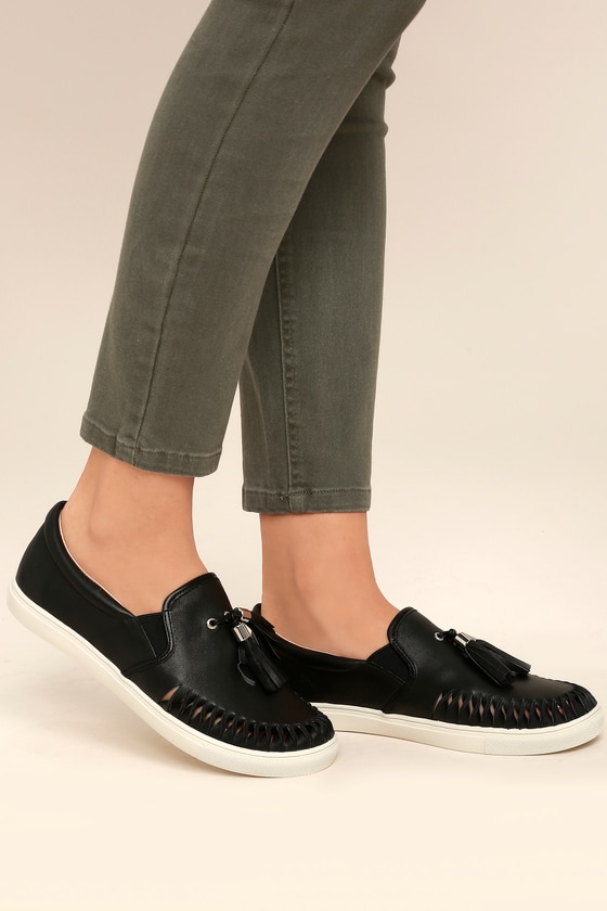 women's black j slides sneakers