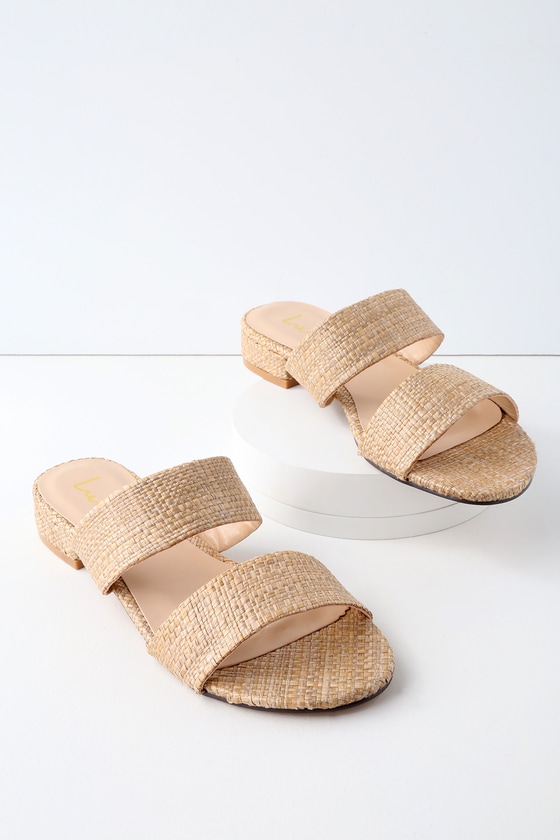 brown woven slide sandals