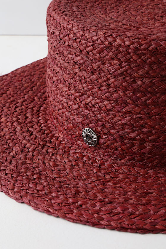 Cool Sun Hat Woven Sun Hat Burgundy Hat Boater Hat