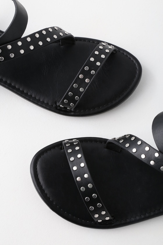 Cute Black Sandals - Flat Sandals - Studded Sandals