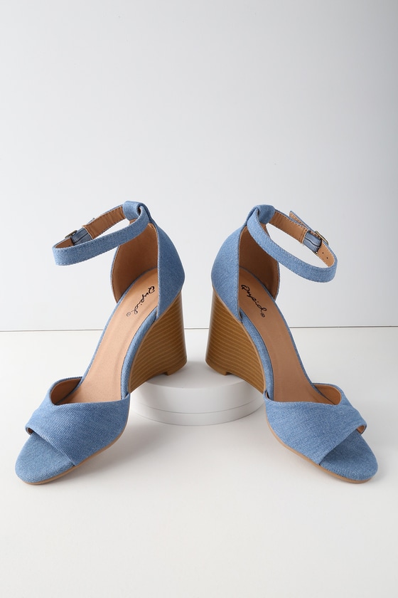 light denim wedges