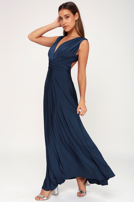 Convertible Dress - Maxi Navy Blue Dress - Infinity Dress