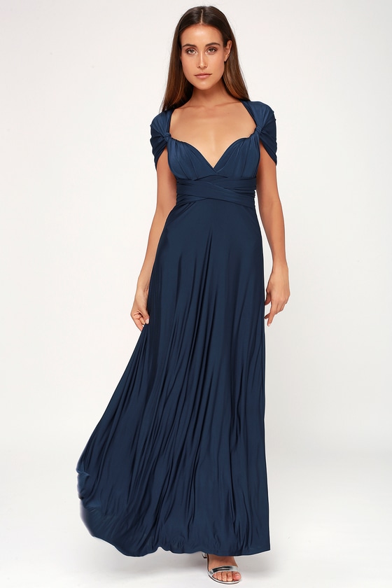 Convertible Dress - Maxi Navy Blue Dress - Infinity Dress