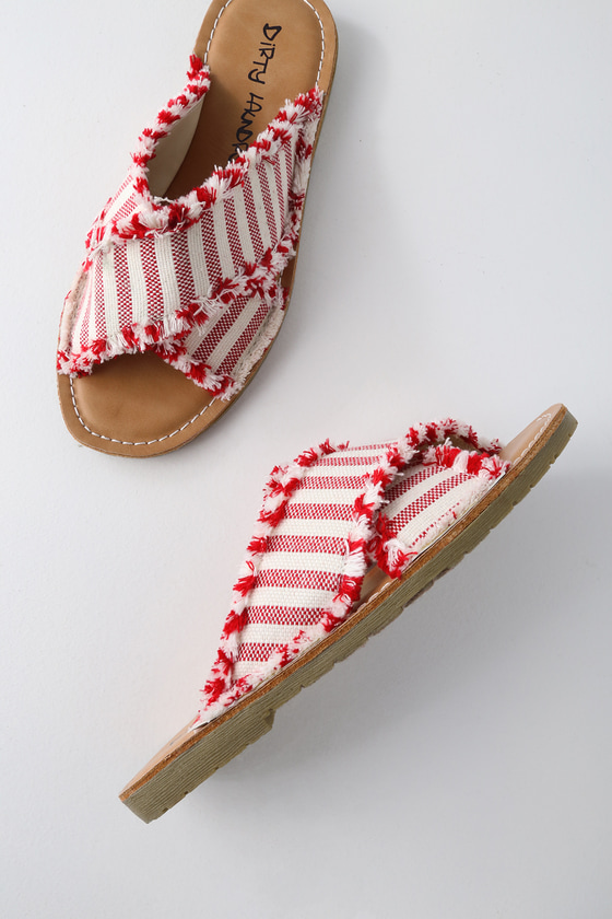 Dirty Laundry Edina - Red Striped Sandals - Slide Sandals
