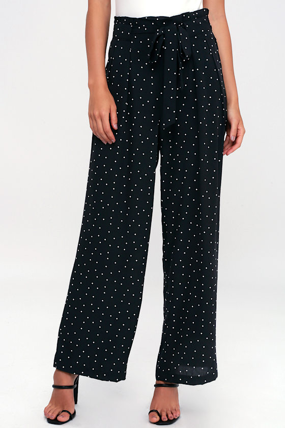 Cute Black and White Polka Dot Pants Polka Dot WideLeg Pants