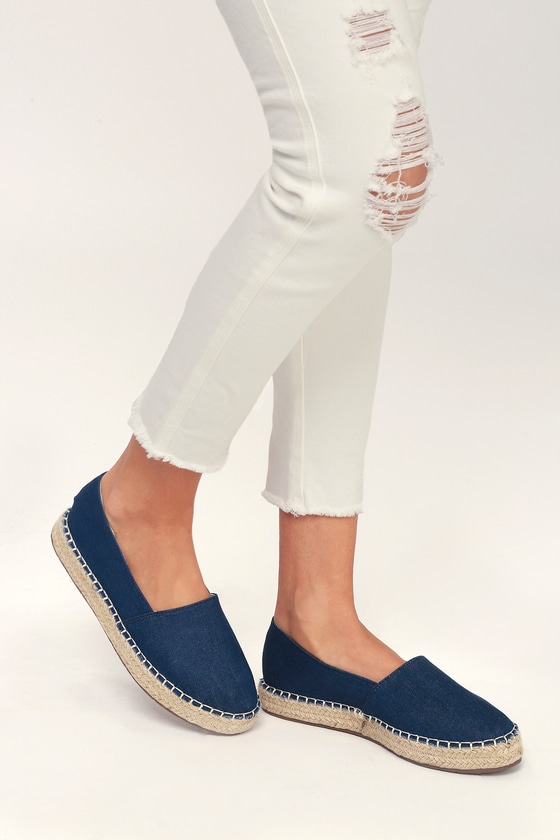 denim slip on flats