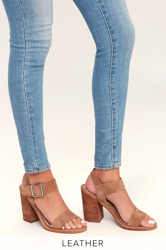 tan suede chunky heels