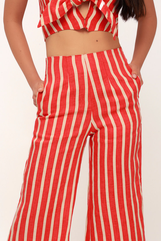 striped culotte pants