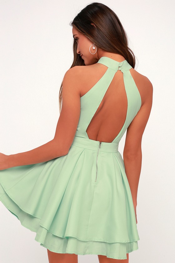 brown and mint green outfit