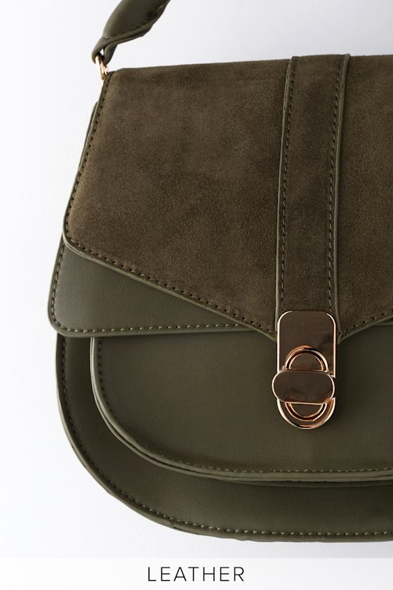 Chic Olive Green Purse Suede Leather Purse Top Handle Purse