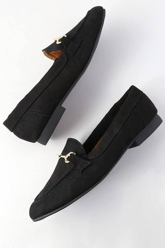 Classic Loafer Slides Black Loafers Vegan Suede Loafers