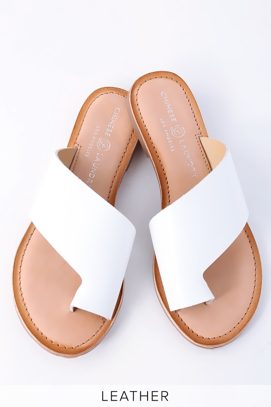 soft white leather sandals