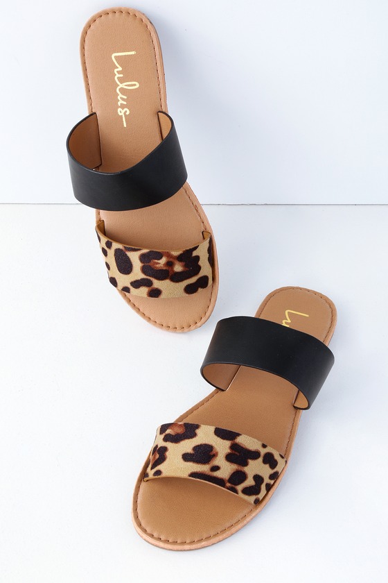 flat animal print sandals