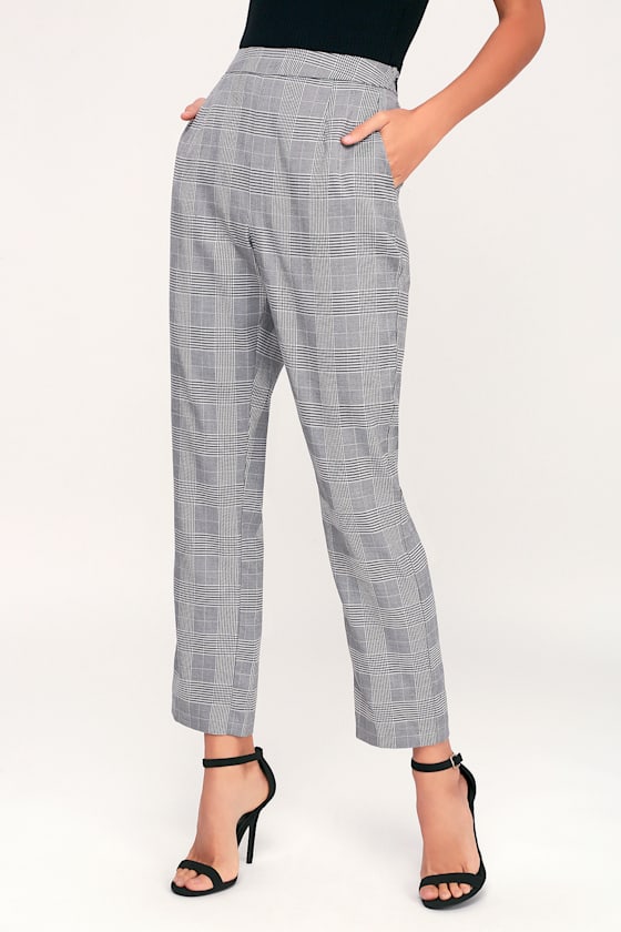 Black and White Glen Plaid Pants Trouser Pants Cropped Pants