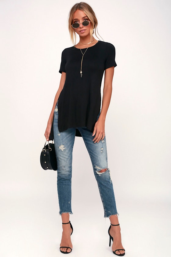 Vivo Liv Wide Crepe Top - Hunters / Black Print