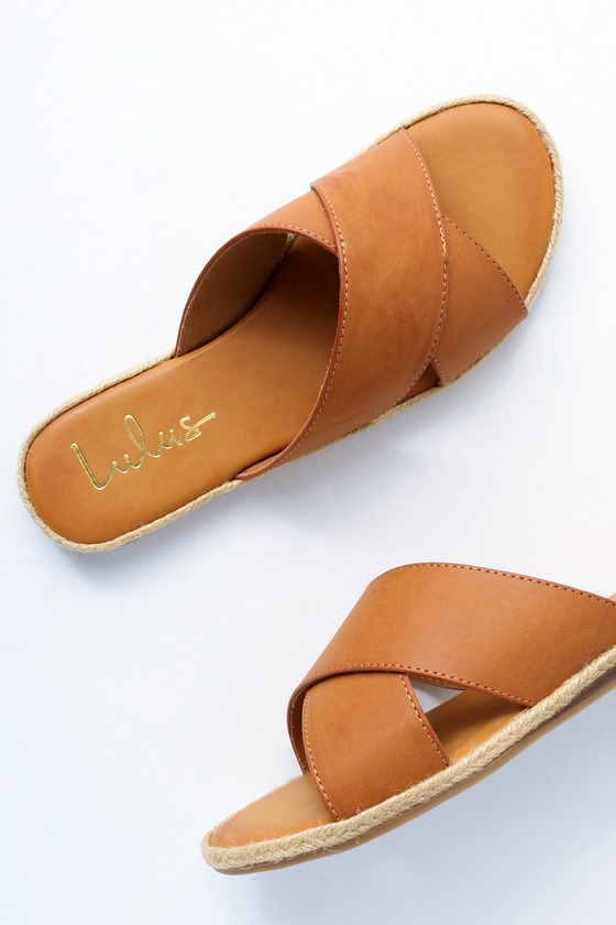 tan leather slider