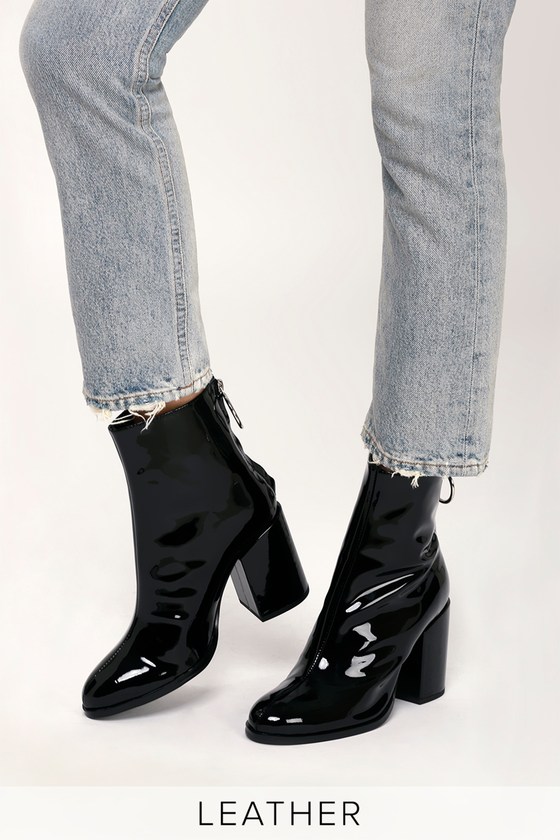 Tony Bianco Faya - Black Patent Leather Boots - Mid-Calf Boots