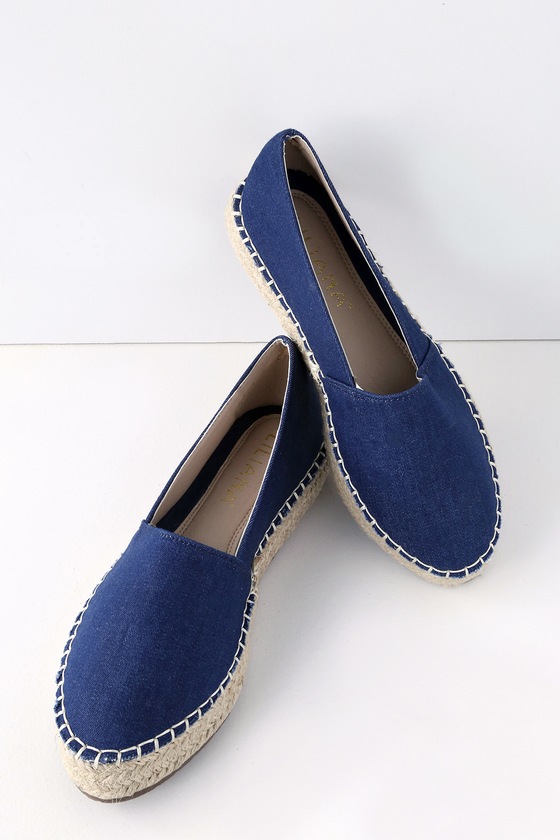 denim slip on flats