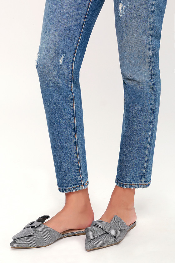 plaid pointed toe flats