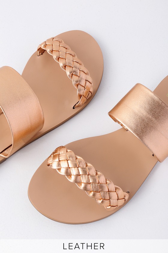 rose gold slides for women