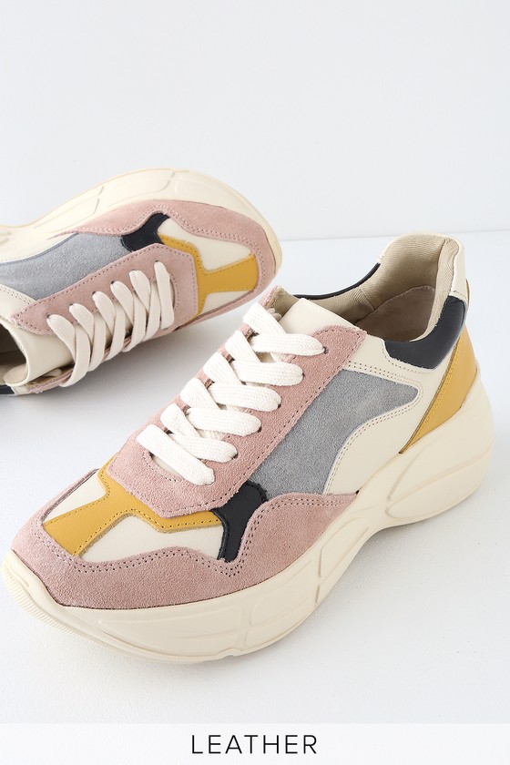 Steve Madden Memory - Pink Multi Sneakers - Genuine Leather Shoes