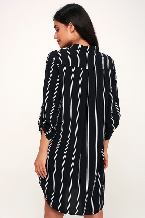 red black and white shirt dress